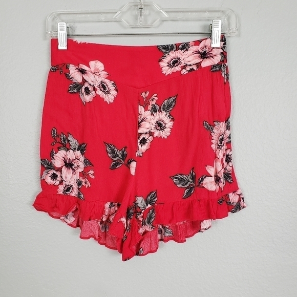 XHILARATION Floral Print 2 Piece Set Off Shoulder Crop Top High Waist Shorts XS - Picture 8 of 12